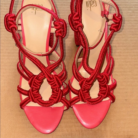 Cabi Tiptoe Sandal 4 1/2 " heel with round toe in GORGEOUS Red! - Picture 4 of 8